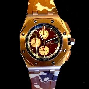 Audemars Piguet Royal Oak Clone Rose Gold Camo Rubber Band